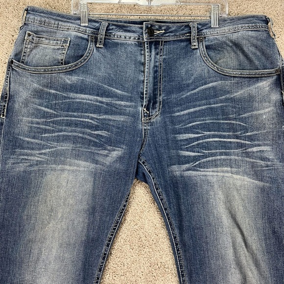 Buffalo‎ David Bitton Jeans Men 42x30 Blue Distressed Straight Leg Stretch EUC